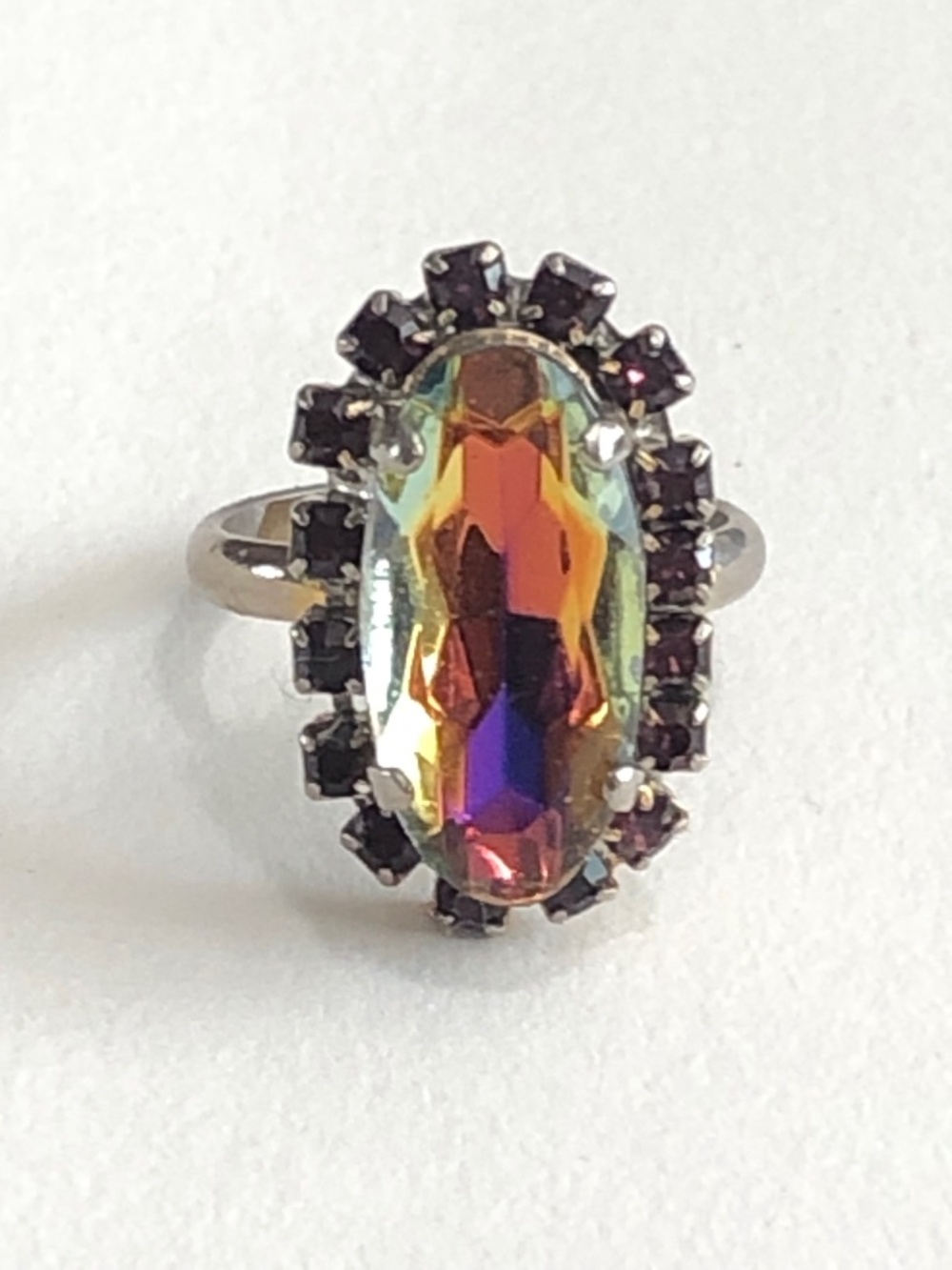 Aurora Borealis Rhinestone Cocktail Ring
